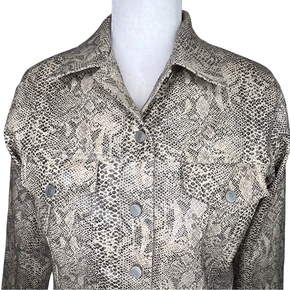 DCC Faux Snakeskin Button Up Cropped Jacket Cream Black Snake Print Medium M - Picture 3 of 15